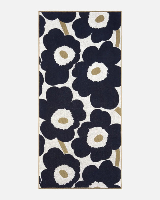 marimekko unikko towel | navy, gold + white