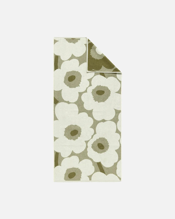 marimekko unikko towel | green umbra + cream