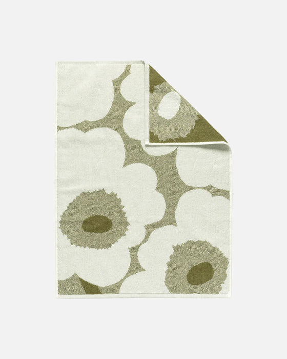 marimekko unikko towel | green umbra + cream