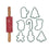 davis & waddell cookie cutters and rolling pin | 9 piece gift set