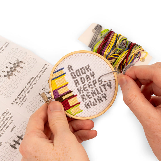 kikkerland a book a day mini cross stitch embroidery