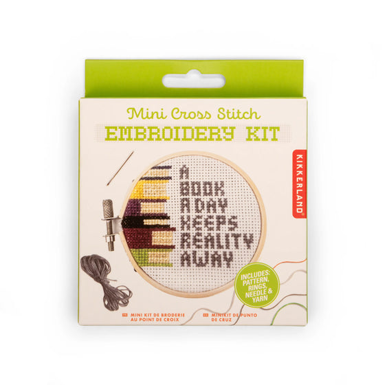 kikkerland a book a day mini cross stitch embroidery