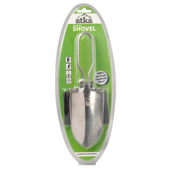 atka camping + hiking folding shovel | stainless steel