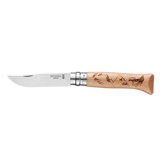 opinel traditional #08 alpine adventures oakwood knife | 8.5cm