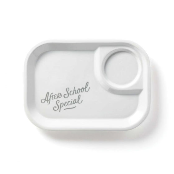 brass money after school special ceramic serving tray | white