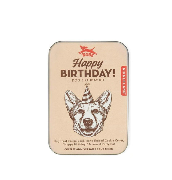 kikkerland dog birthday kit in a tin