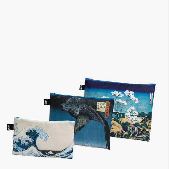 loqi hokusai & hiroshige zip pockets | 3 pieces